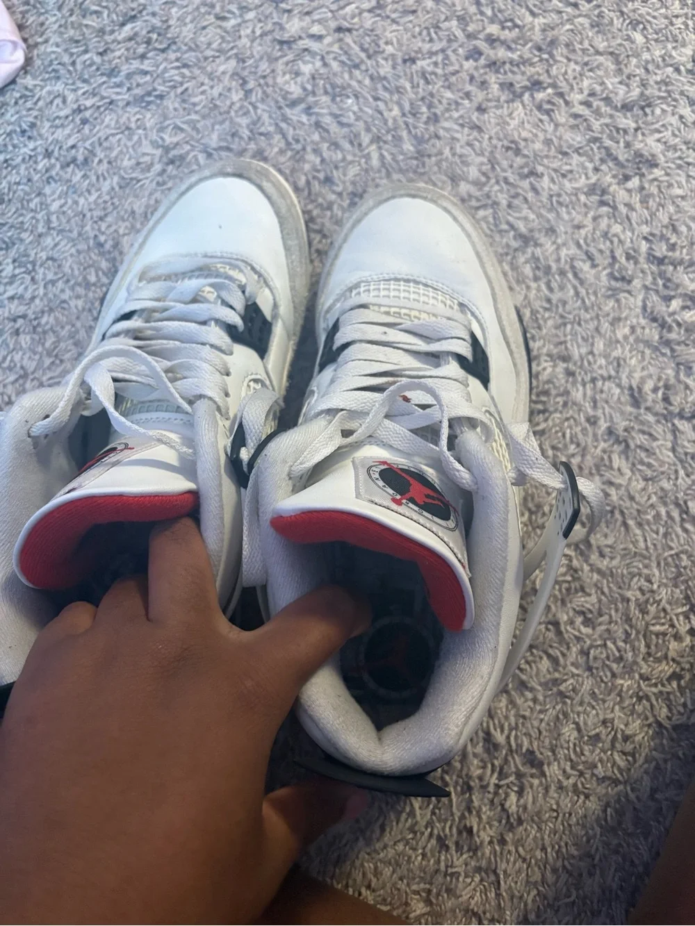 White and Black Men’s retro 4 Nikes pre-loved willing to negotiate ❤️